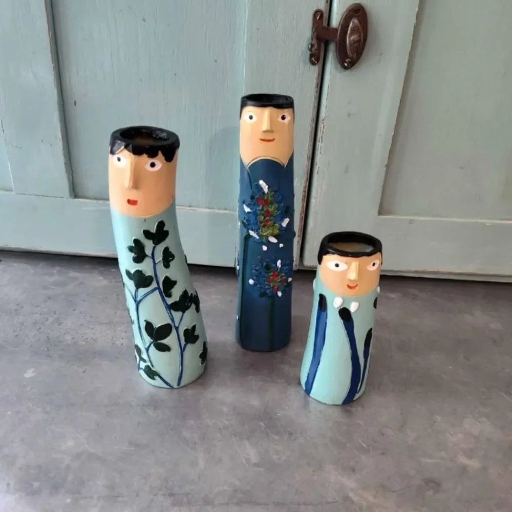 Bohemian Spring Family Resin Bud Vase Three Piece Set Home Decor